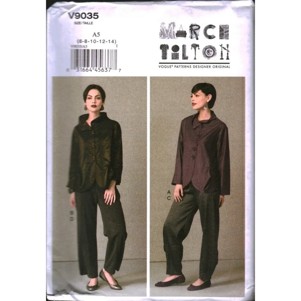 Vogue V9035 Marcy Tilton Jacket Pants Sewing Pattern Size A5 6-14 Uncut